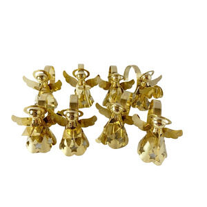 Vintage Brass Angels Christmas Napkin Rings Set of Playing Instruments Music